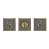 Botanic Metal & MDF Wall Art Set of 3- Gold & Cream