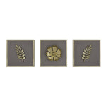 Botanic Metal & MDF Wall Art Set of 3- Gold & Cream