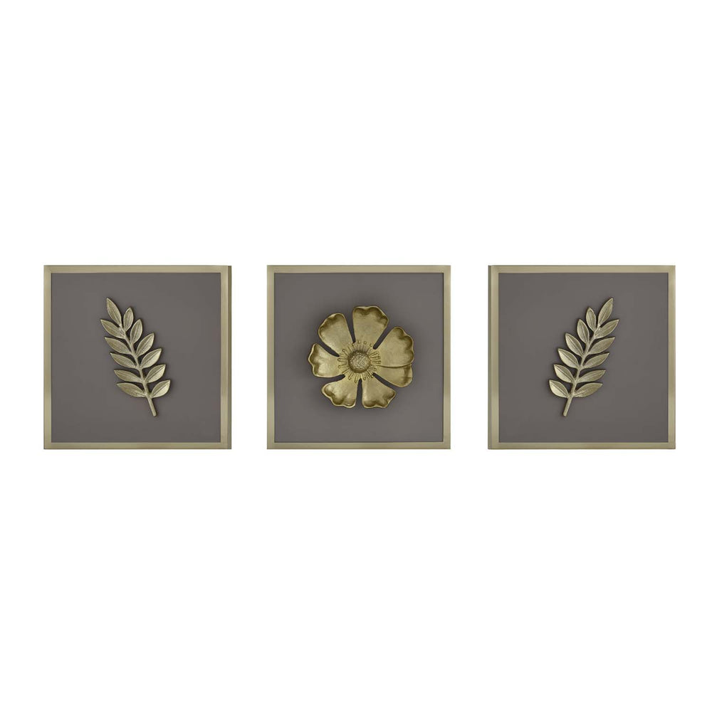 Botanic Metal & MDF Wall Art Set of 3- Gold & Cream
