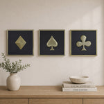 Card Icons Metal & MDF Wall Art Set of 3- Gold & Brown