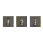 Chess Icons Metal & MDF Wall Art Set of 3- Gold & Cream