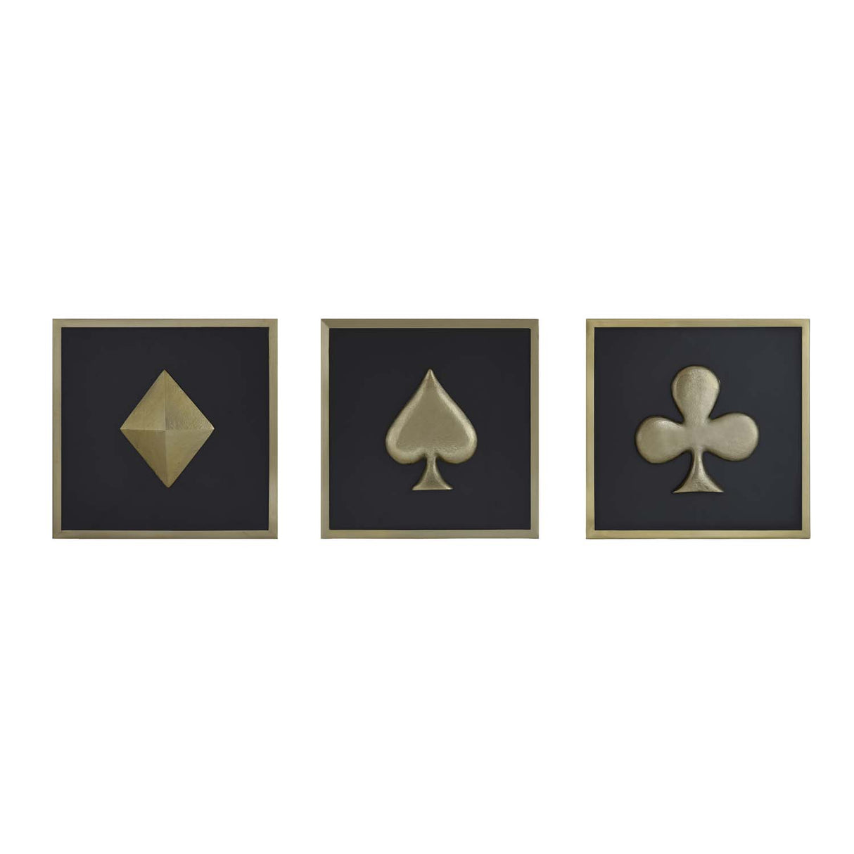 Card Icons Metal & MDF Wall Art Set of 3- Gold & Brown