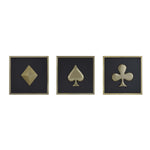 Card Icons Metal & MDF Wall Art Set of 3- Gold & Brown