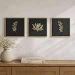 Lotus Metal & MDF Wall Art Set of 3- Gold & Brown