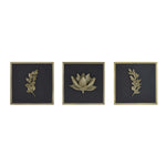 Lotus Metal & MDF Wall Art Set of 3- Gold & Brown