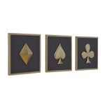 Card Icons Metal & MDF Wall Art Set of 3- Gold & Brown