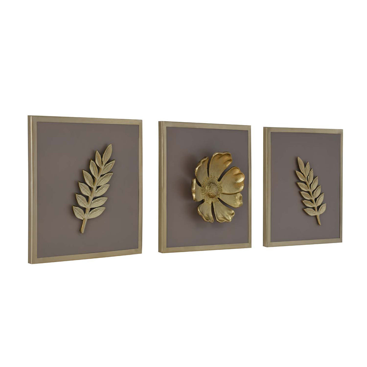 Botanic Metal & MDF Wall Art Set of 3- Gold & Cream