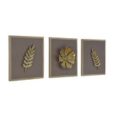 Botanic Metal & MDF Wall Art Set of 3- Gold & Cream