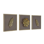 Botanic Metal & MDF Wall Art Set of 3- Gold & Cream
