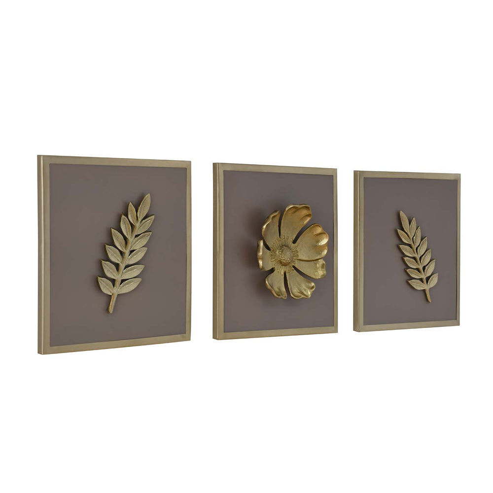 Botanic Metal & MDF Wall Art Set of 3- Gold & Cream