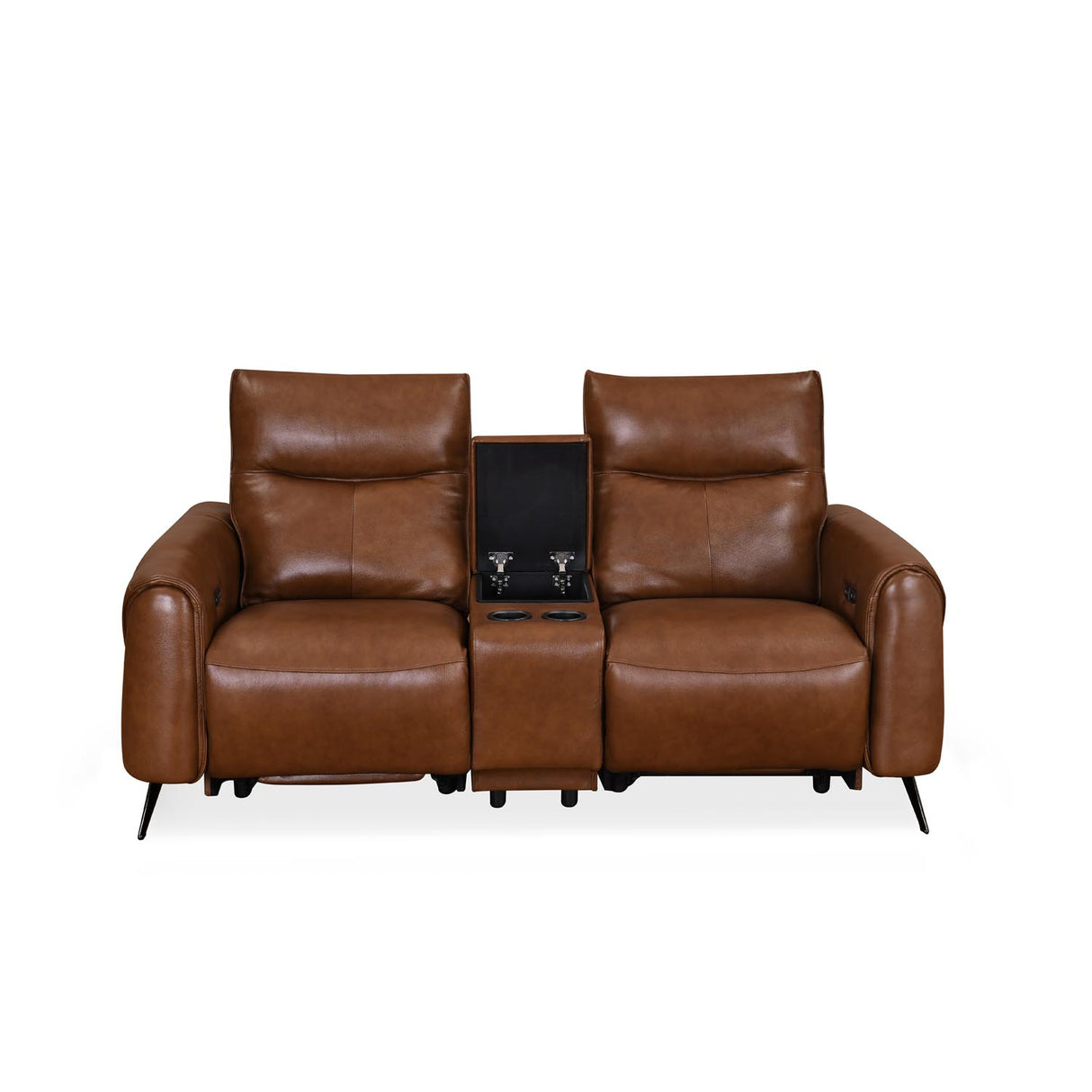 Beatrix 2 Seater Dual Motor Electric Recliner with Console- Brown