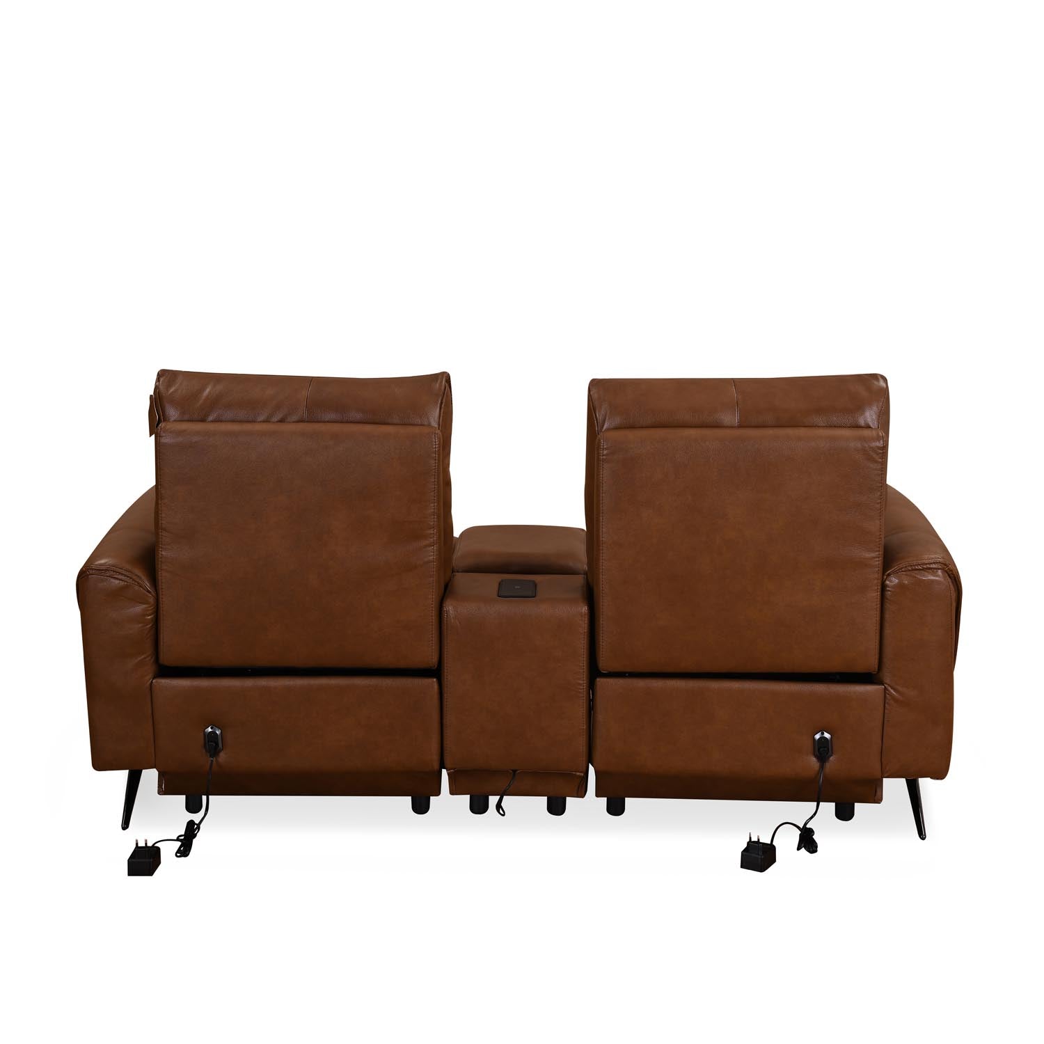 Beatrix 2 Seater Dual Motor Electric Recliner with Console- Brown