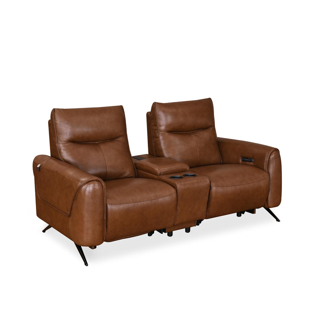 Beatrix 2 Seater Dual Motor Electric Recliner with Console- Brown