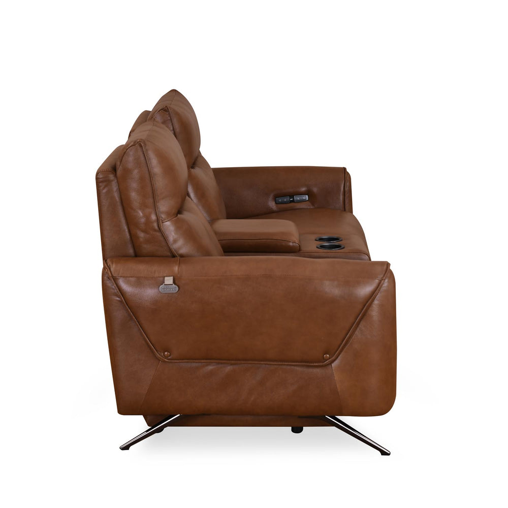 Beatrix 2 Seater Dual Motor Electric Recliner with Console- Brown