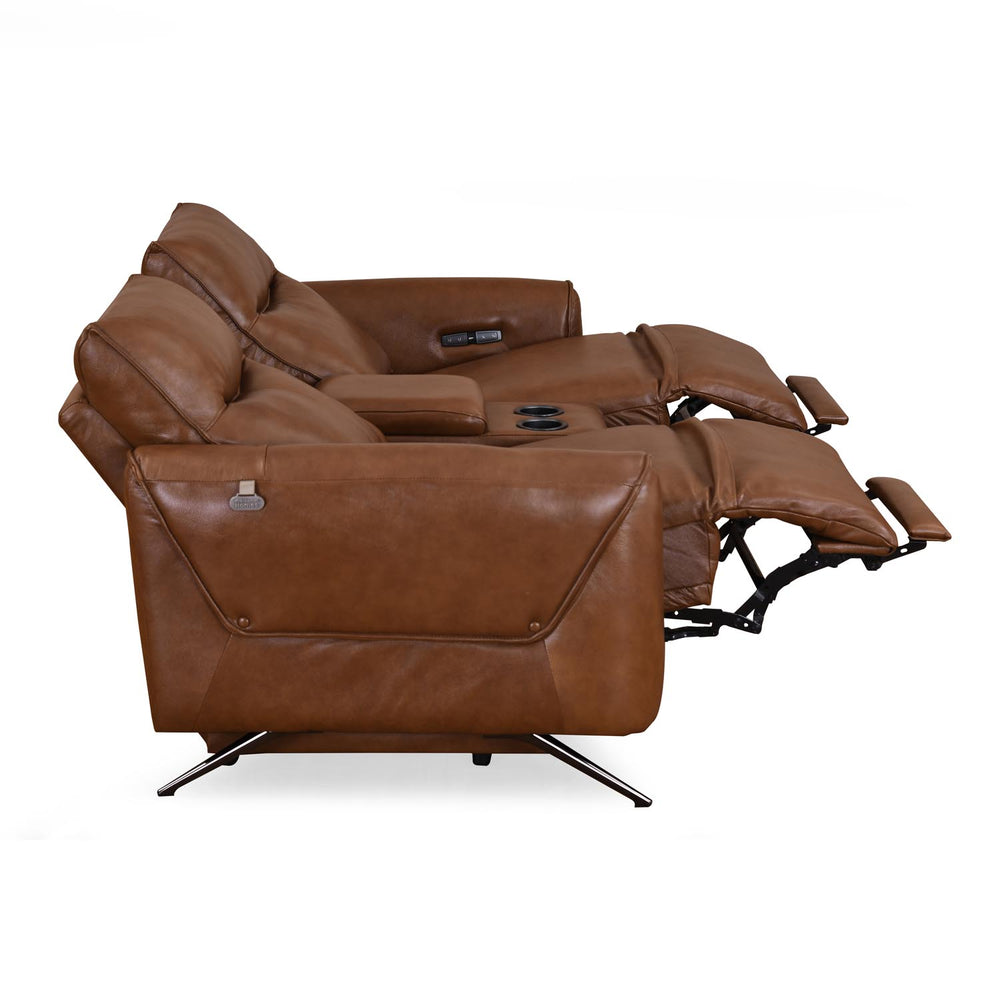 Beatrix 2 Seater Dual Motor Electric Recliner with Console- Brown
