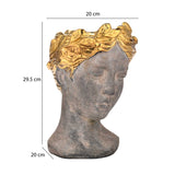 Lady Face Decorative Ceramic Showpiece- Brown and Gold