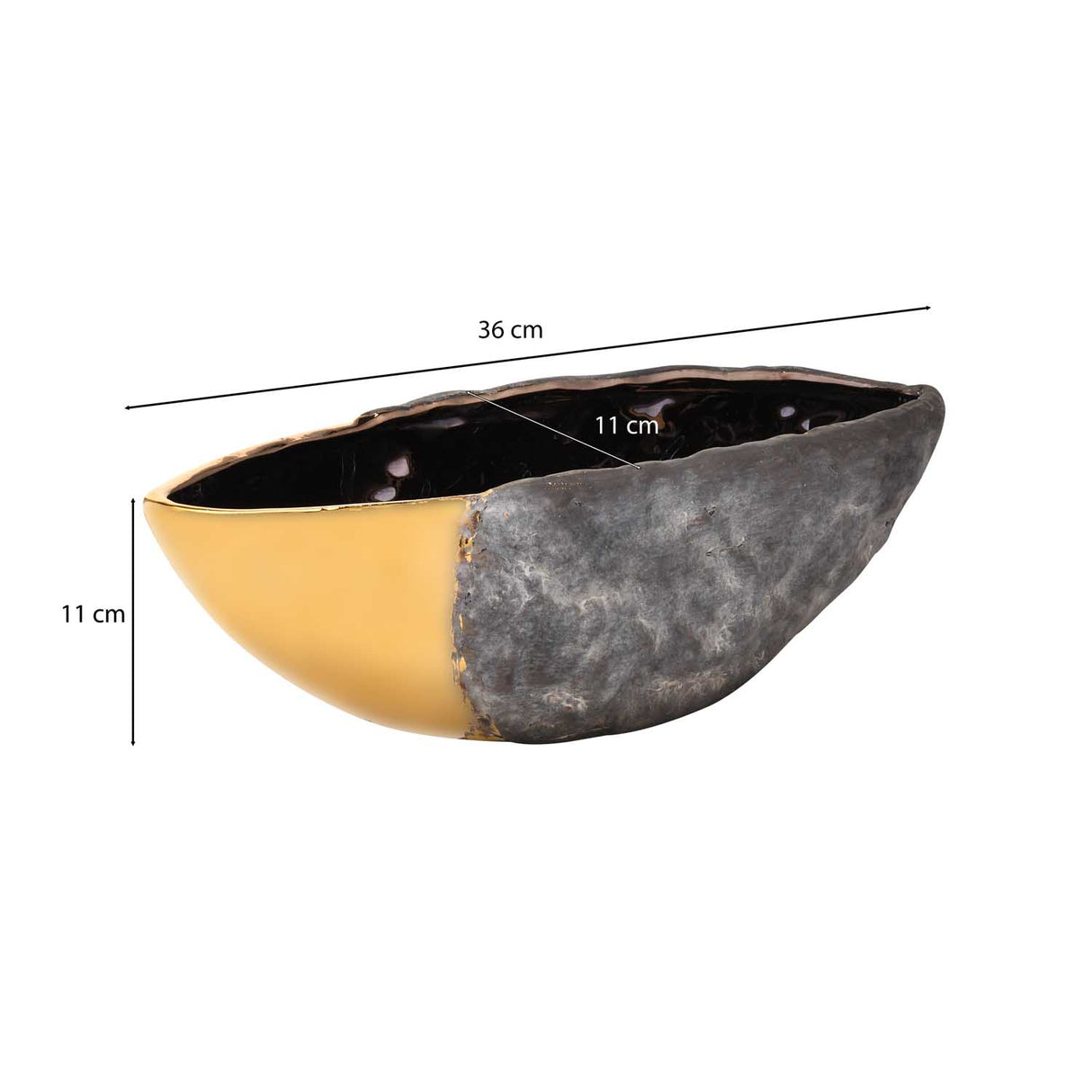 Decorative Ceramic Stone Texture Bowl- Gold and Grey