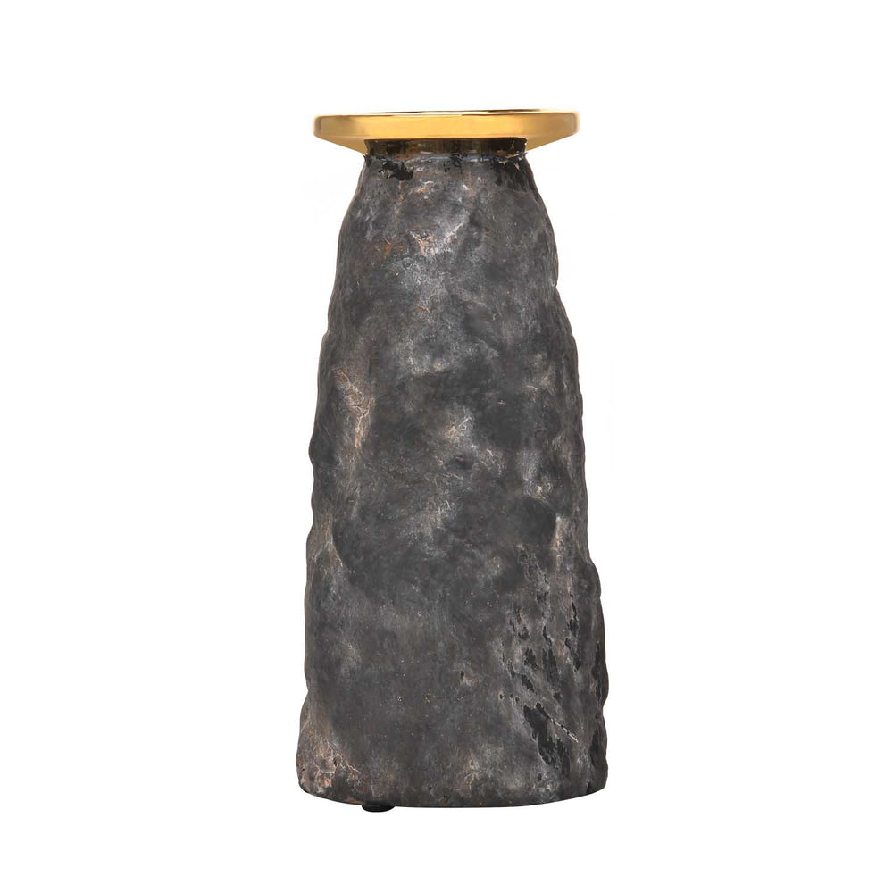 Decorative Ceramic Candle Holder Small- Gold and Grey
