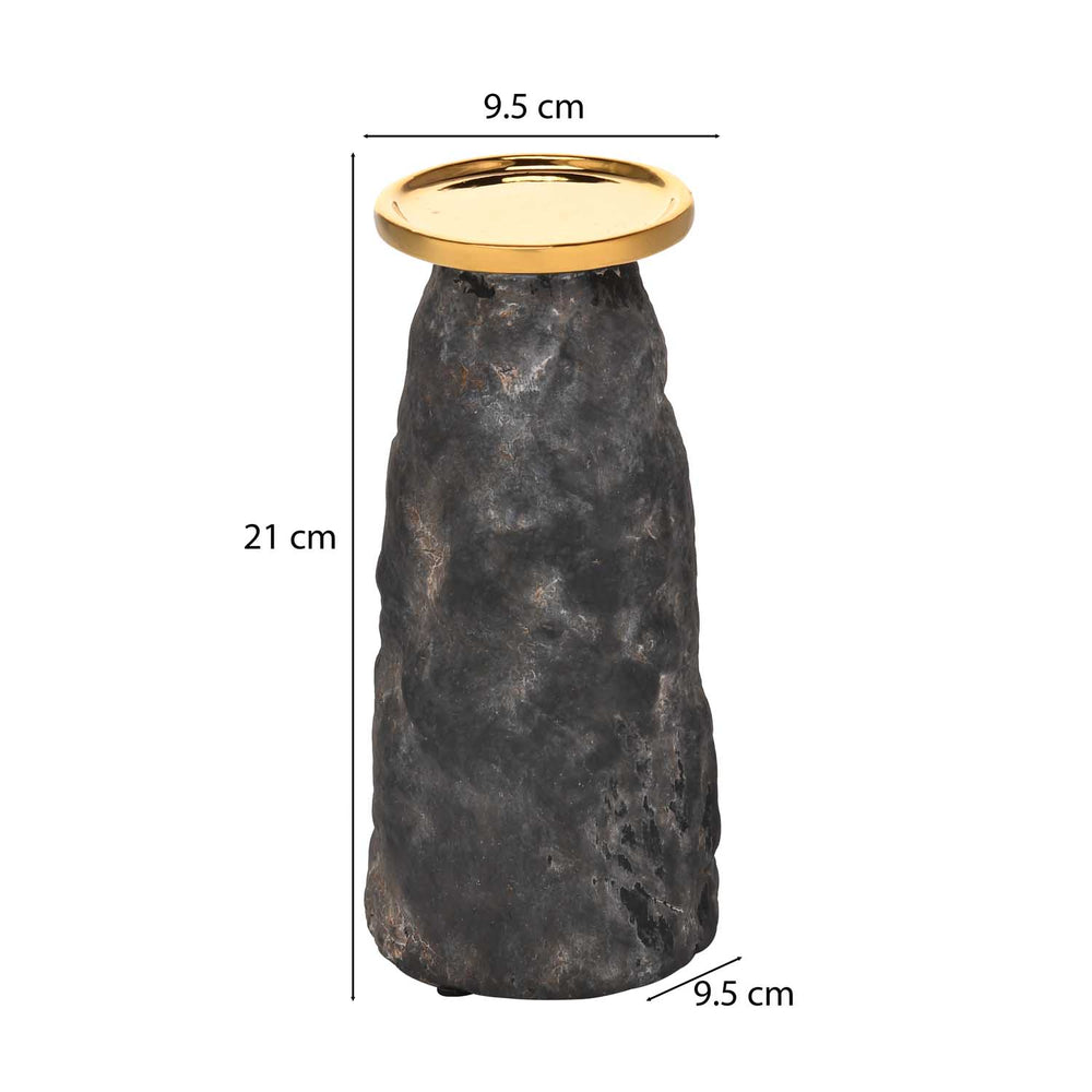 Decorative Ceramic Candle Holder Small- Gold and Grey