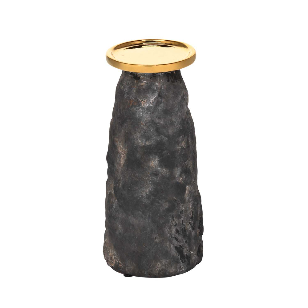 Decorative Ceramic Candle Holder Small- Gold and Grey