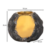 Decorative Round Ceramic Votive Candle Stand- Gold and Brown