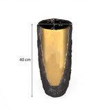 Decorative Cylindrical Shape Stone Texture Vase Large- Grey and Gold