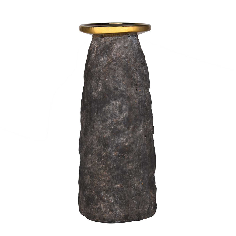 Decorative Ceramic Candle Holder Large- Gold and Grey