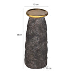 Decorative Ceramic Candle Stand Large- Gold and Grey