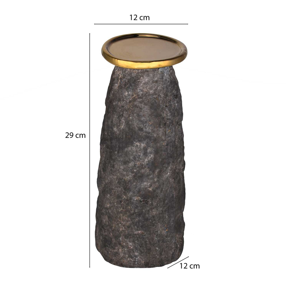 Decorative Ceramic Candle Holder Large- Gold and Grey