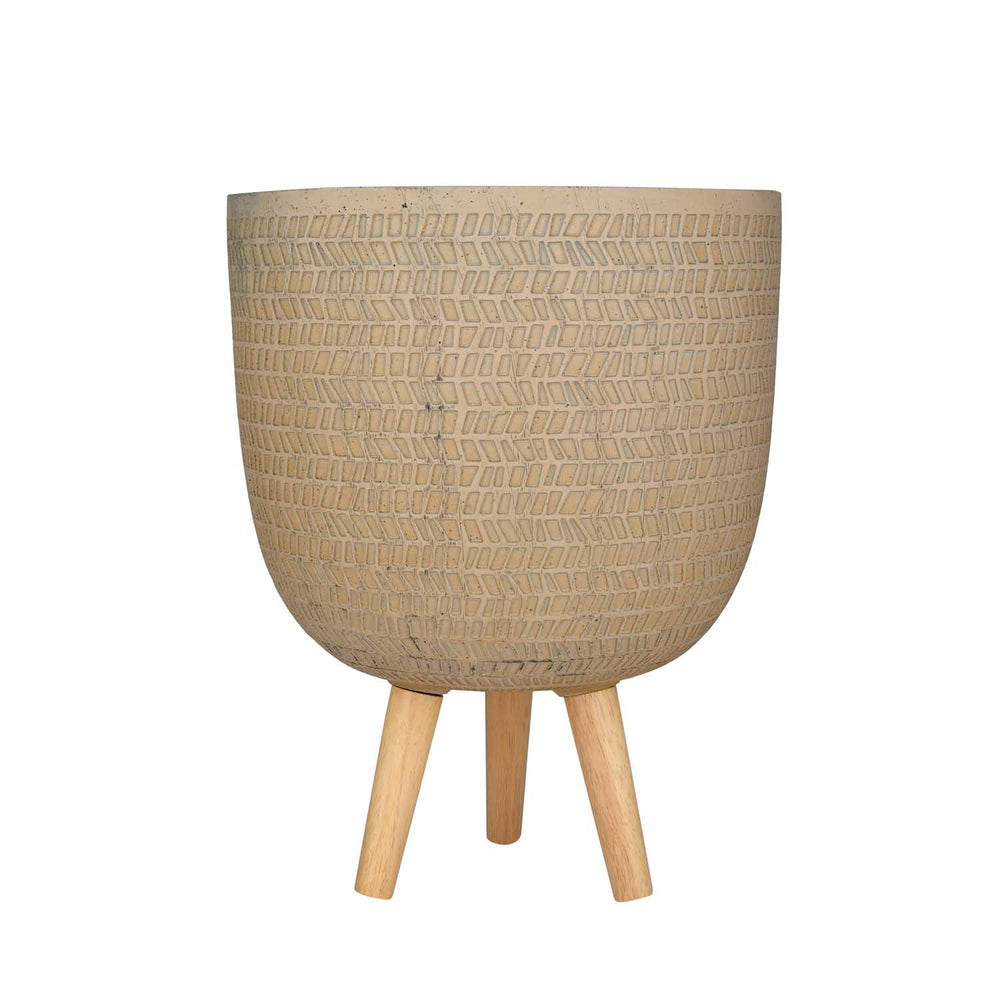 Chevron Pattern Trileg Planter Small- Brown