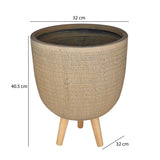 Chevron Pattern Trileg Planter Small- Brown