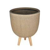 Chevron Pattern Trileg Planter Small- Brown