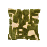 Maze Pattern Tufted Cotton Cushion Cover- Green