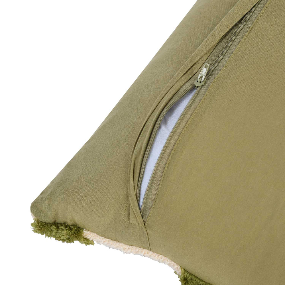 Maze Pattern Tufted Cotton Cushion Cover- Green