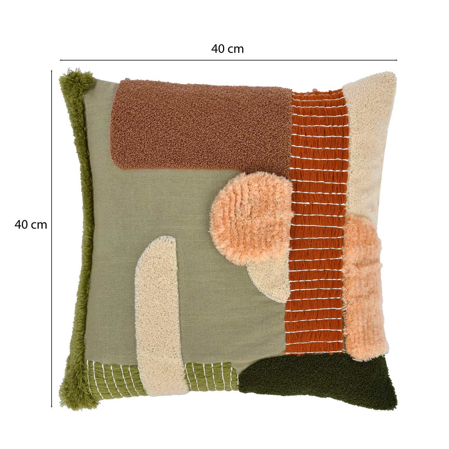Abstract Pattern Tufted Cotton Cushion Cover- Multicolor