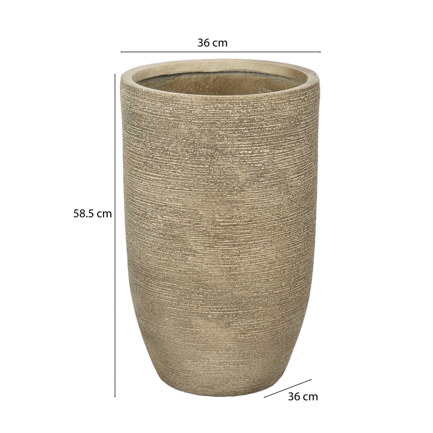 Bullet Shaped Tall Planter 58 cm- Beige