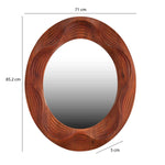 Wavy Round Fluted Wall Mirror- Brown