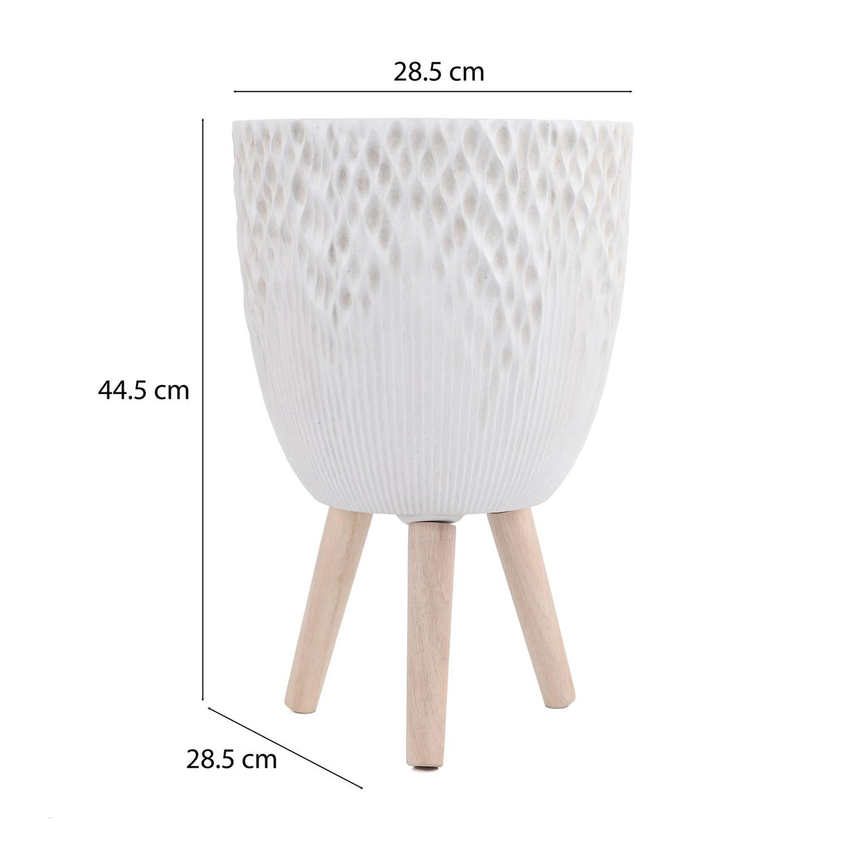 Tri-Leg Textured Fiber Clay Planter- Off White