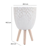 Tri-Leg Textured Fiber Clay Planter- Off White