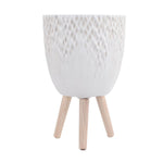 Tri-Leg Textured Fiber Clay Planter- Off White