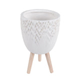 Tri-Leg Textured Fiber Clay Planter- Off White