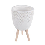 Tri-Leg Textured Fiber Clay Planter- Off White