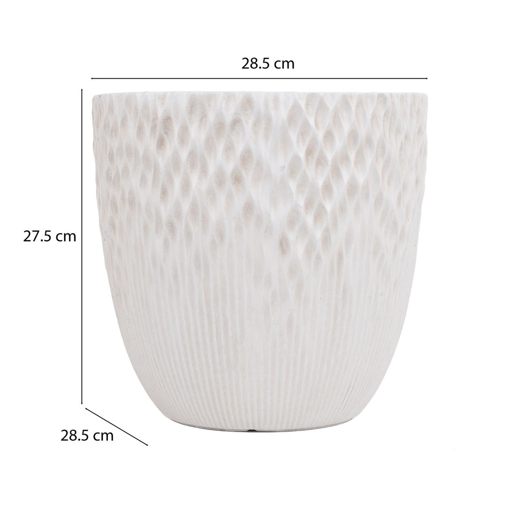Textured Fiber Clay Planter- Off White