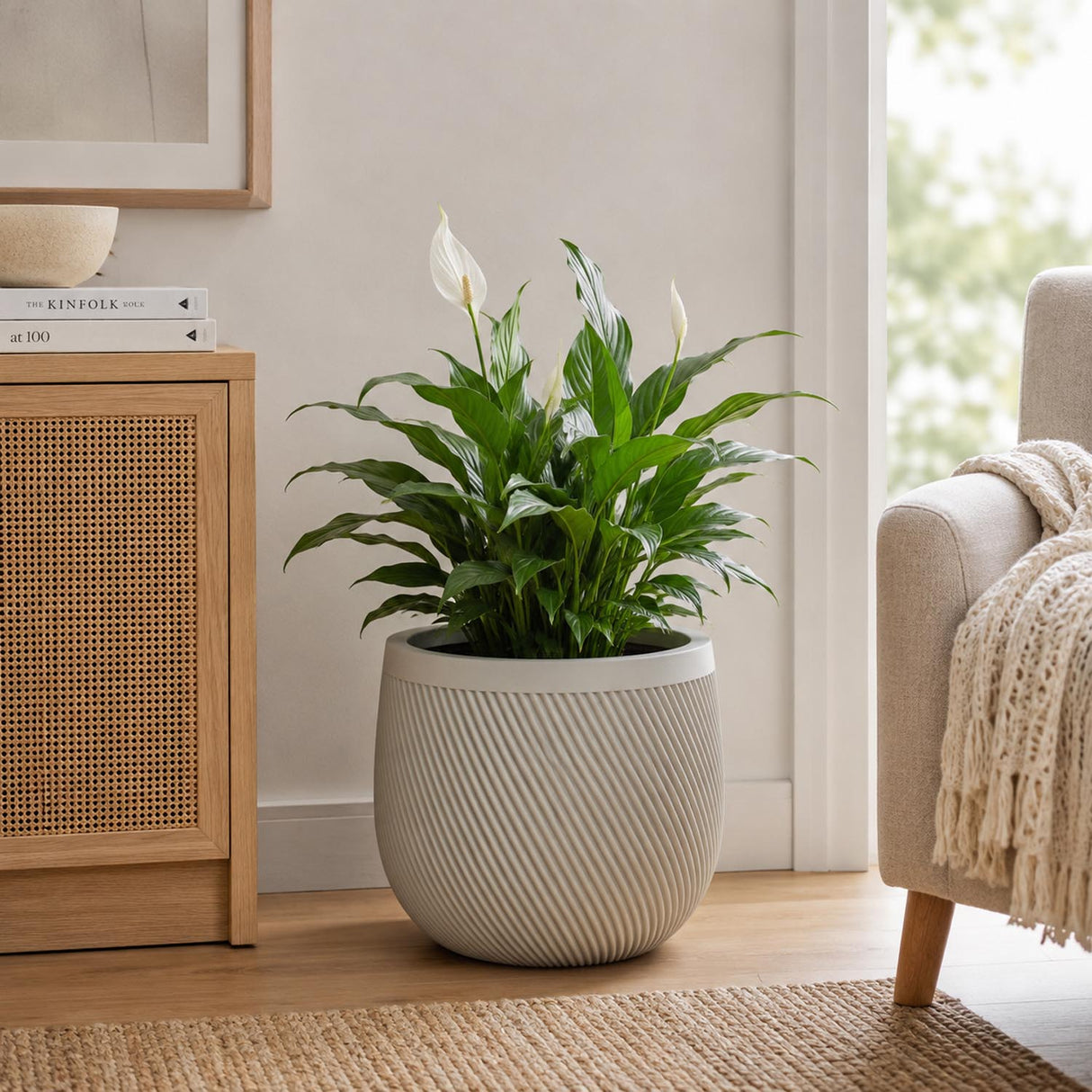 Textured Fiber Clay Planter- Green
