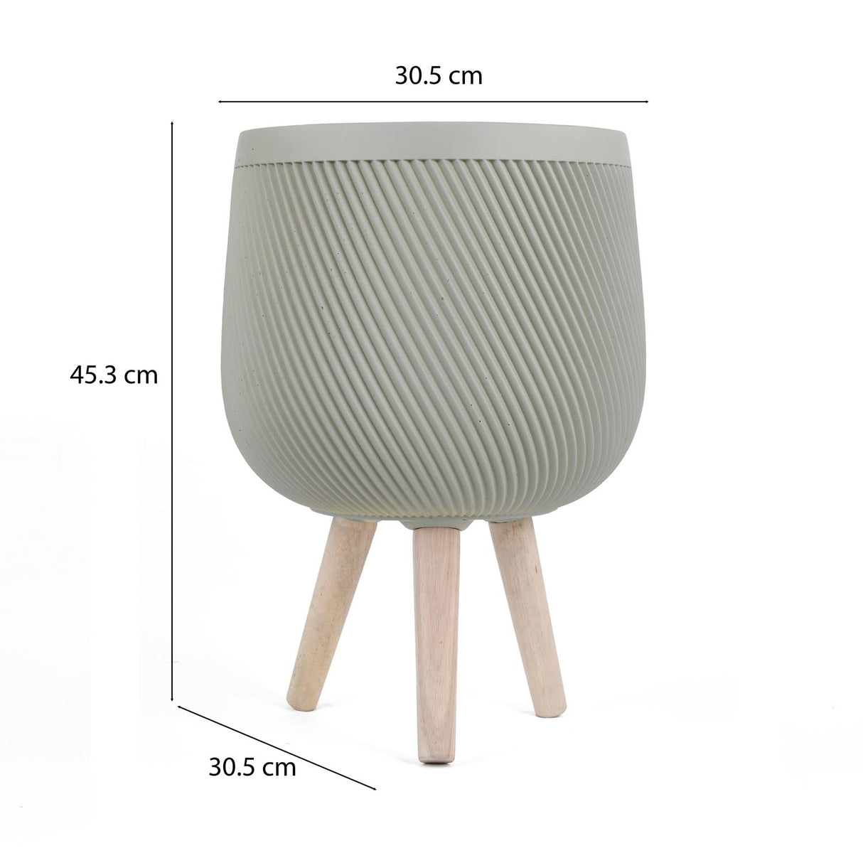 Tri-Leg Textured Fiber Clay Planter- Green