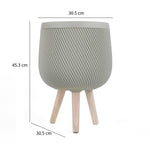 Tri-Leg Textured Fiber Clay Planter- Green