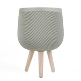 Tri-Leg Textured Fiber Clay Planter- Green