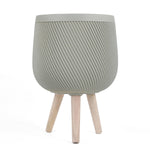 Tri-Leg Textured Fiber Clay Planter- Green