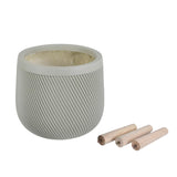 Tri-Leg Textured Fiber Clay Planter- Green