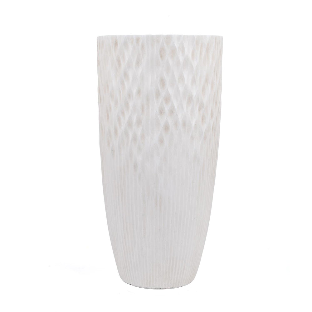 Textured Fiber Clay Planter- Off White